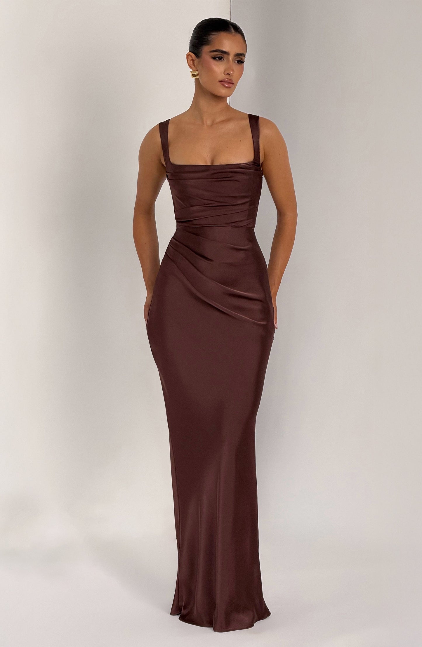 Calanthe Maxi Dress Plum Brown