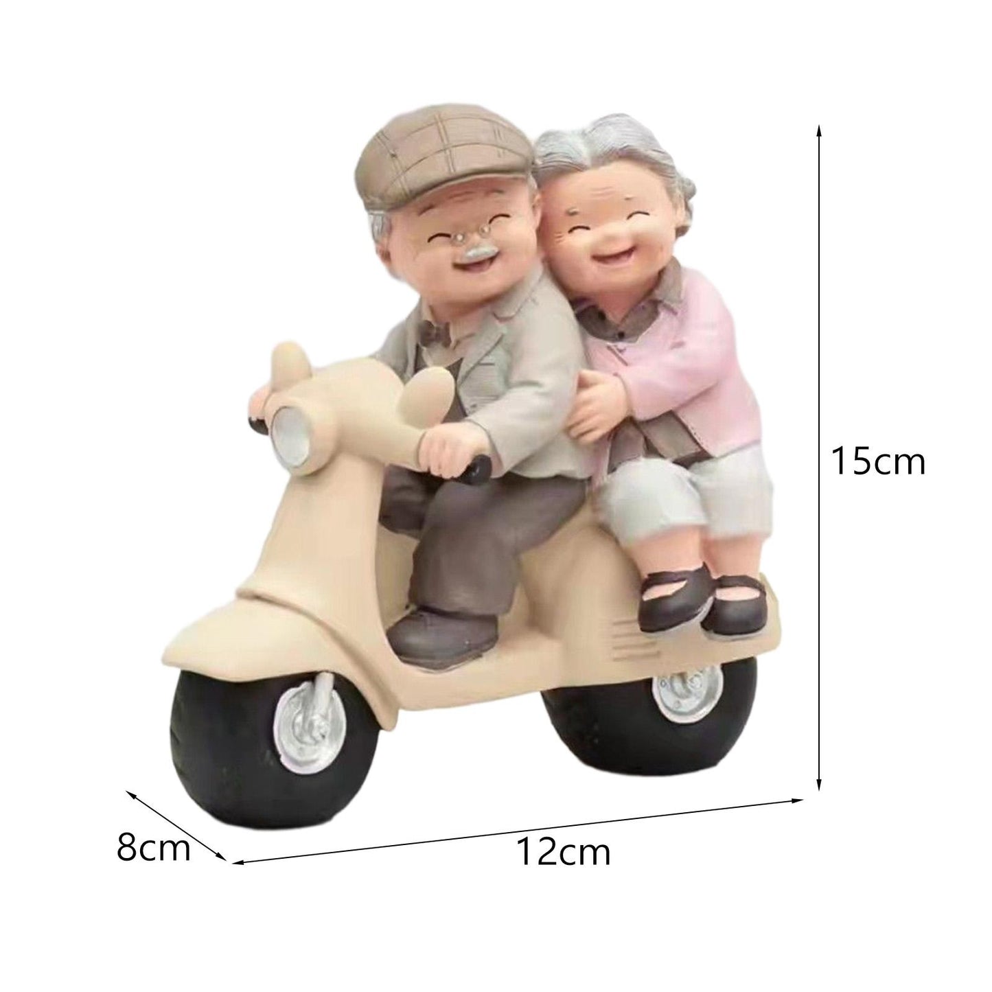 Wedding Anniversary Old Couple Figurine Grandparents Gift, Him and Her Together Resin Statue for Desk Fireplace Decor