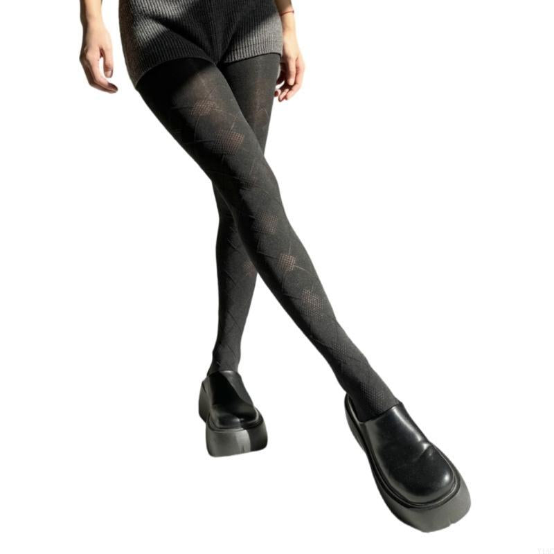 Fashion Forward Women Tights Vintage Argyle Patterned Cotton Leggings Pantyhose Opaque Stockings Ho 7