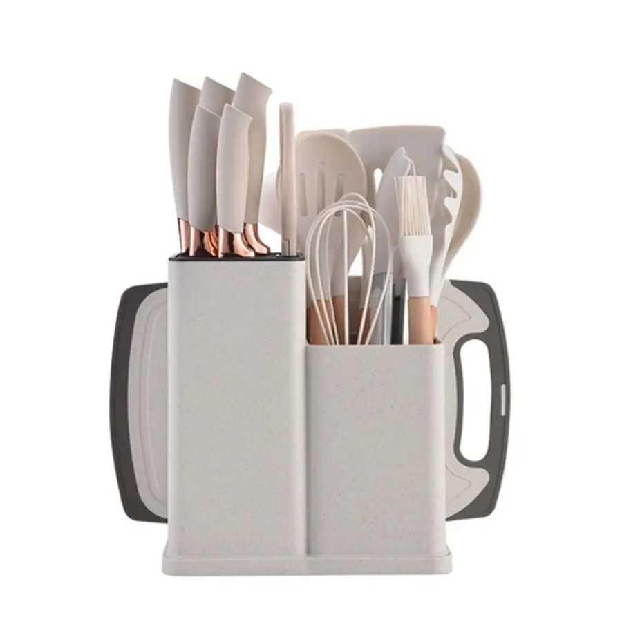 19 Piece Food Grade Silicone Kitchenware Set With Knives And Cutting Board 11