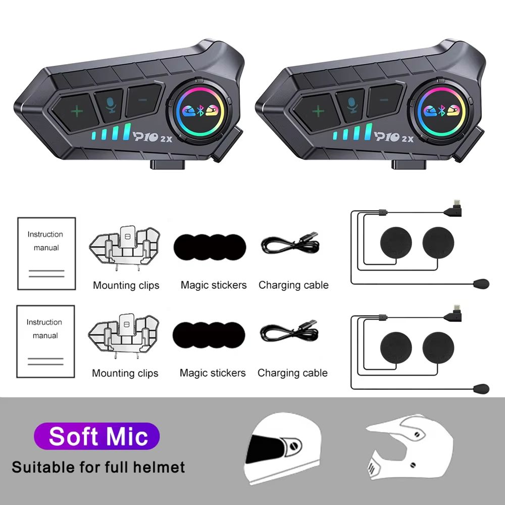 Motorcycle Bluetooth Intercom Headset Waterproof Helmet Communication System With Music Sharing Fo 9