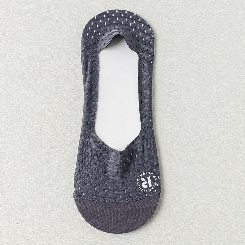 Men's Summer Thin Mesh Socks, Invisible Low Cut Anti-Slip Silicone Grip Breathable Casual Socks for Men
