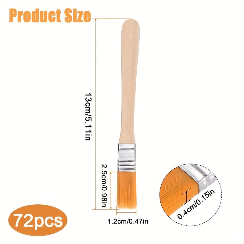 24/48/72 Mini Nylon Brushes Set, Wood Handle Art Paint Brush for Gouache, Acrylic & Wall Art, Soft Bristle Painting Tool