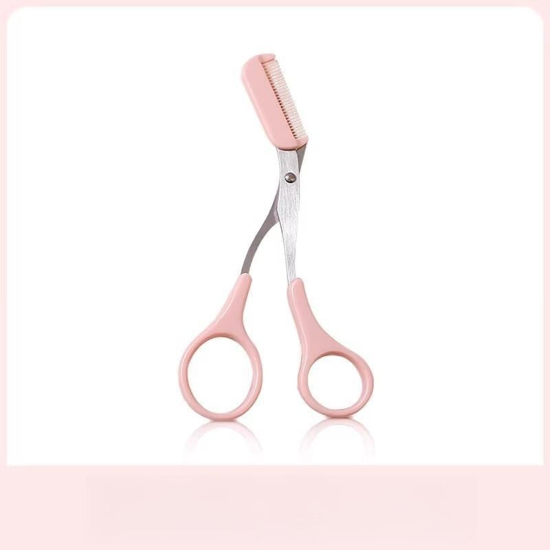 Stainless Steel Pink Eyebrow Trimmer Scissors with Comb, Precision Beauty Tool for Safe, Easy & Comfortable Eyebrow