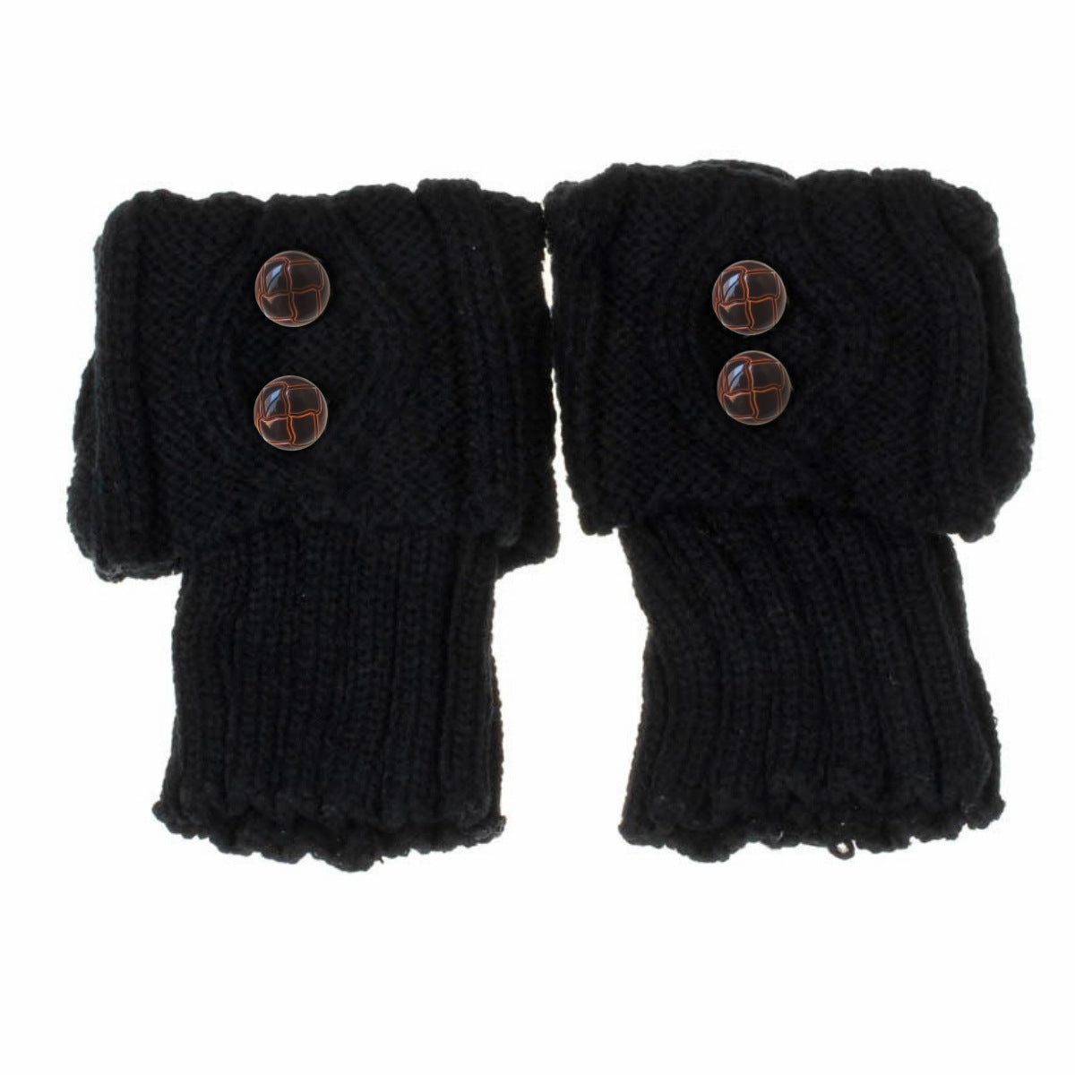 Autumn Winter Women's Knitted Wool Socks with Buttons, Fashion Boot Cover Leg Warmers & Foot Warmer
