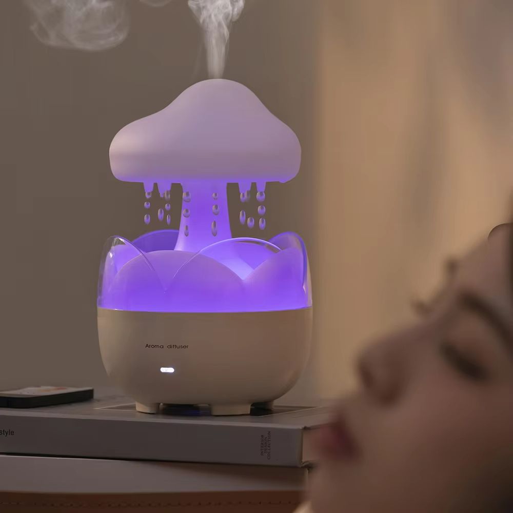 Mushroom Rain Cloud Humidifier Electric Aroma Diffuser With Night Light Relaxing Water Drop Sound 5