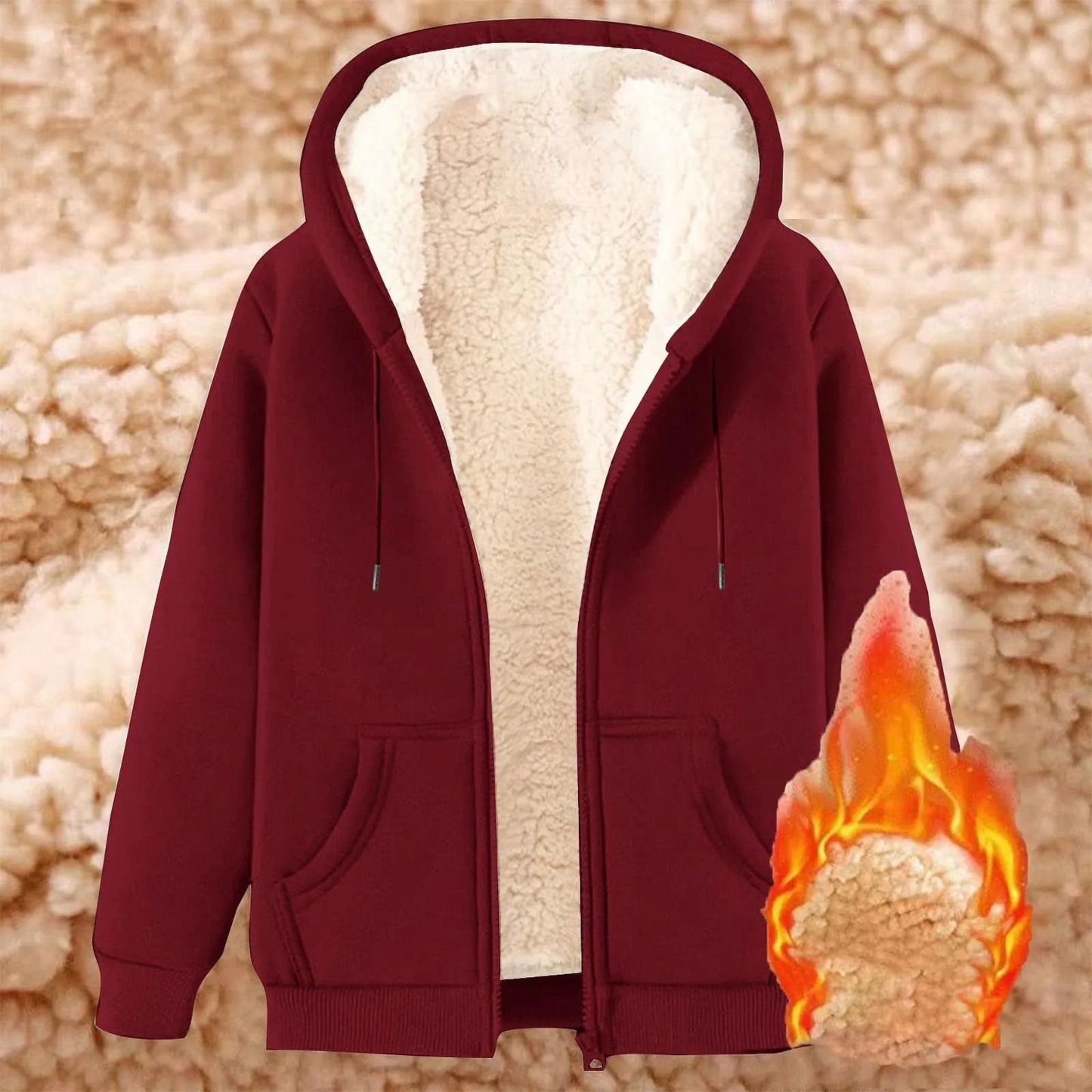 Womens Fleece Lined Zip Up Hoodie With Pockets 20