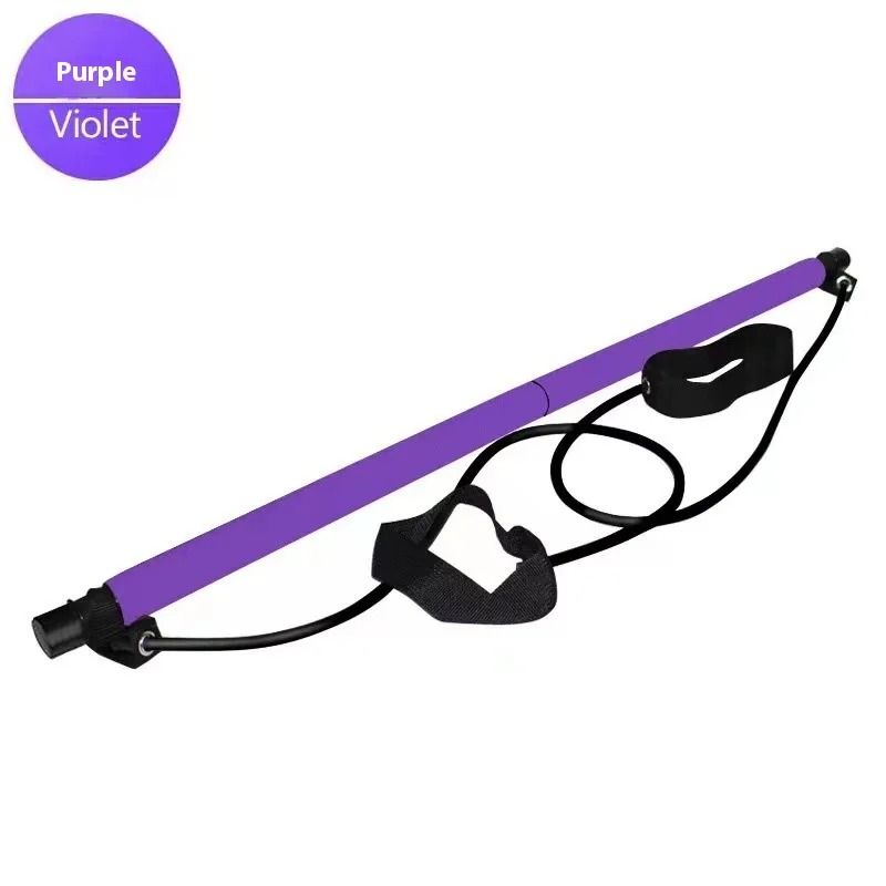 Pilates Stick Adjustable Fitness Bar With Resistance Bands For Home Workout 10