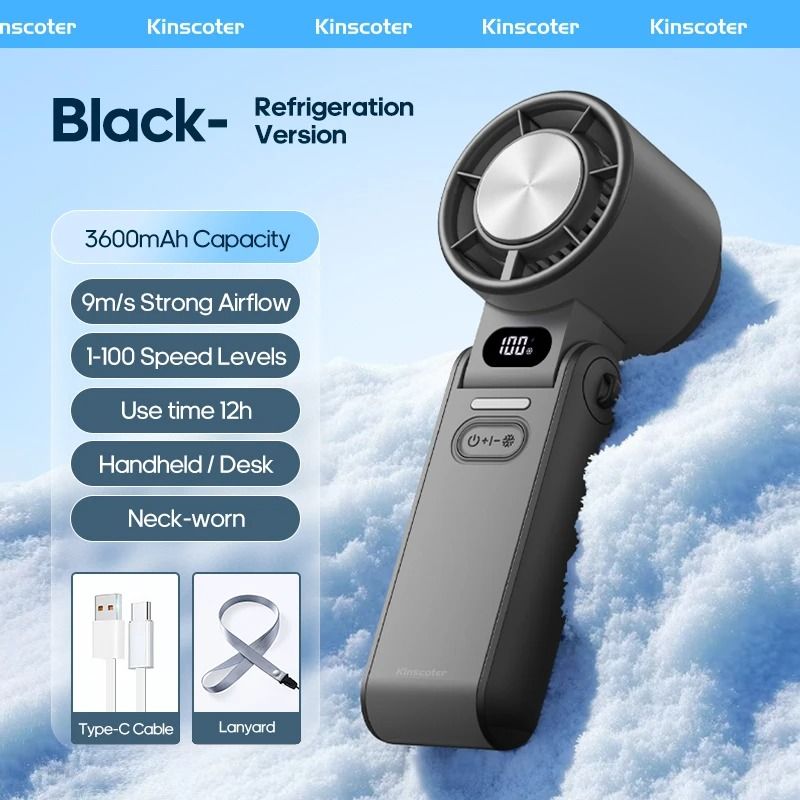 Rechargeable Turbo Handheld Fan With Lanyard And Ice Cooling Option 10
