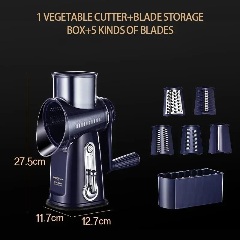 Vegetable Slicer Cutter Manual Drum Grater Multifunction Rotary Cheese Grater And Food Chopper 6