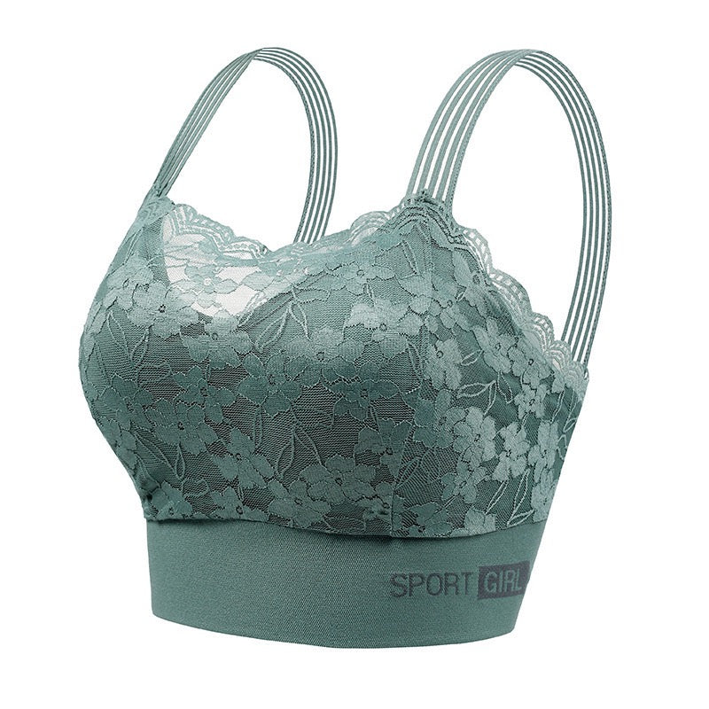 1pcs New Women's Lace Bras, Comfortable Bralette in Solid Color, Sexy Wireless Lingerie, Vest Style Tube Top