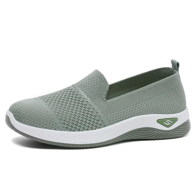 Breathable Knitted Wedge Heel Slip On Sneakers For Women 11
