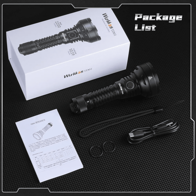 Wurkkos TD01 Rechargeable Tactical Flashlight With 2200 Lumen Output And Long Range Beam 7