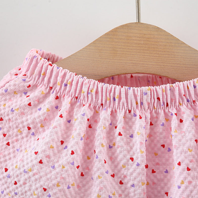 Girl Infant Set Summer Colorful Dot Flying Sleeve Top Bow Shorts TwoPiece Set 4