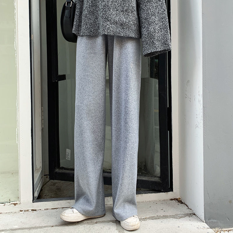 High Waist Straight Pants Casual, Pants Autumn and Winter Knit Sweater, Wide Legs Women Wear Loose Mop Slim