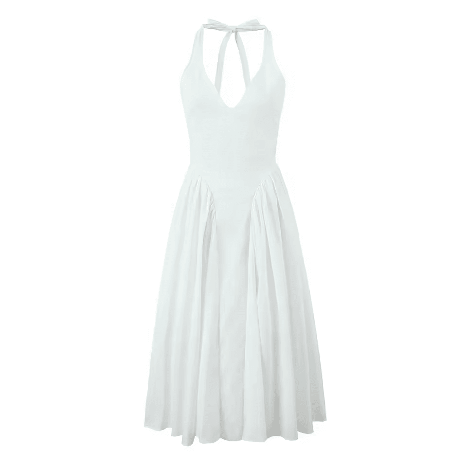 YENKYE Womens Sexy Backless Green Halter Dress Elegant Low Waist ALine Midi Evening Party Dress In 8