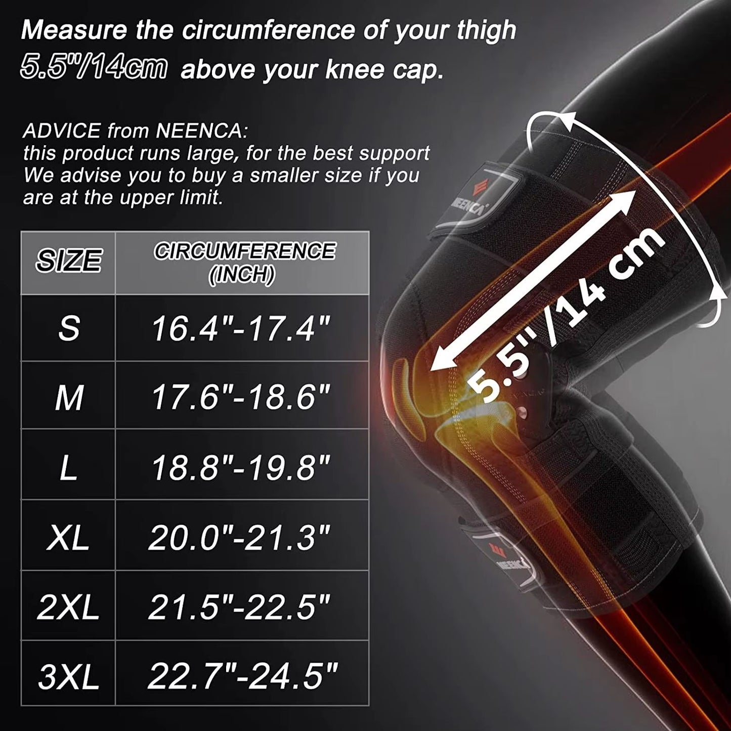 NEENCA Hinged Knee Brace Stabilizing Support For ACL Meniscus Tear Arthritis Joint Pain Relief 5