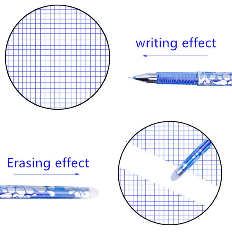 Erasable Gel Pen Refill Rod Set BlueBlack Ink Washable Handle Smooth Writing School Office Station