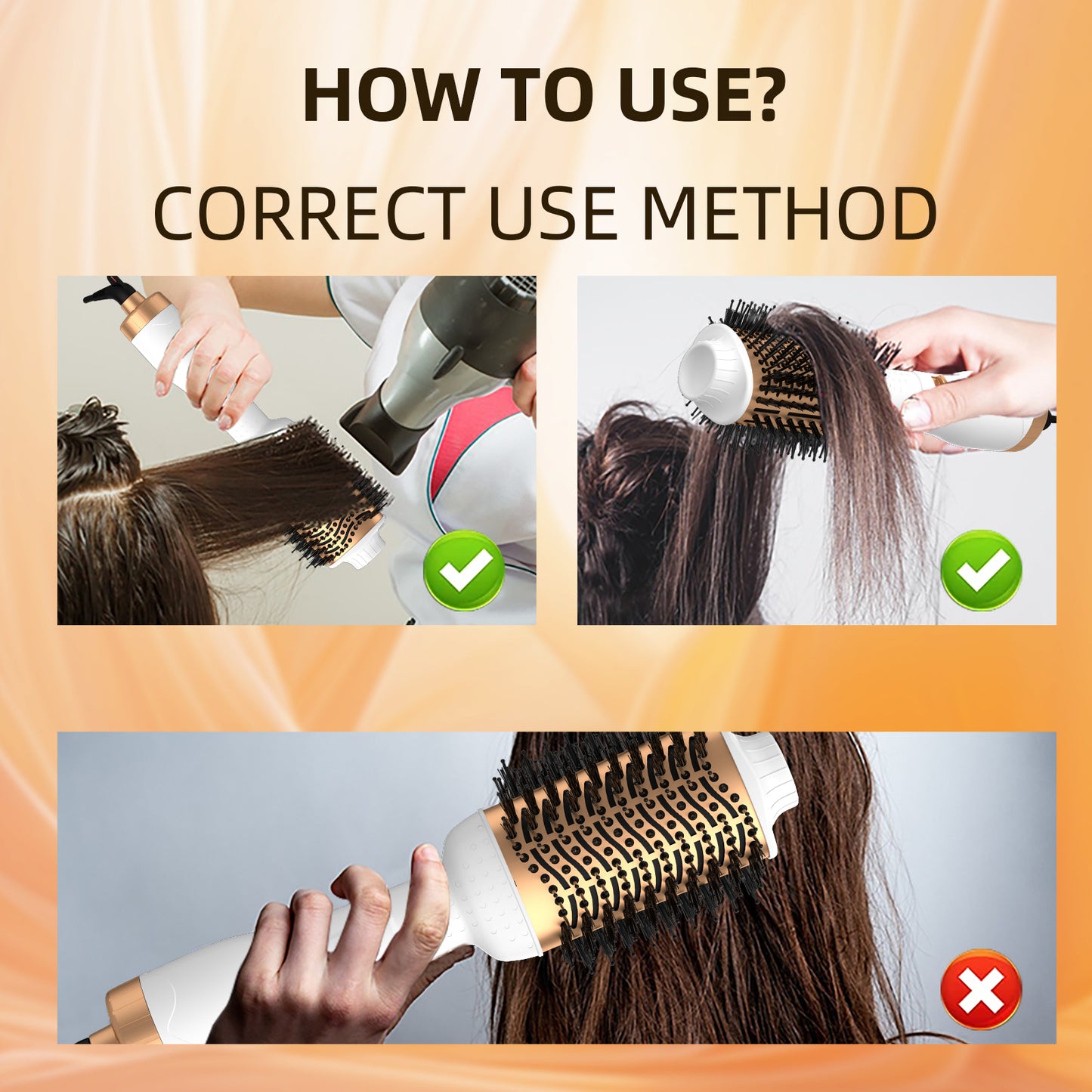 3 in 1 Hot Air Brush with Negative Ion Blow and Comb, Straight and Curl Hair Curler Wand, Dryer Brush for Styling
