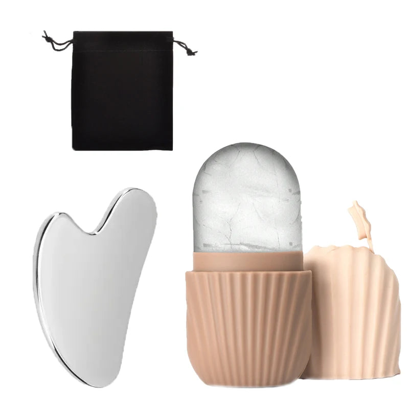 Ice Face Roller With Stainless Steel Gua Sha Board Set Face Massage Roller Facial Massager For Lif 12