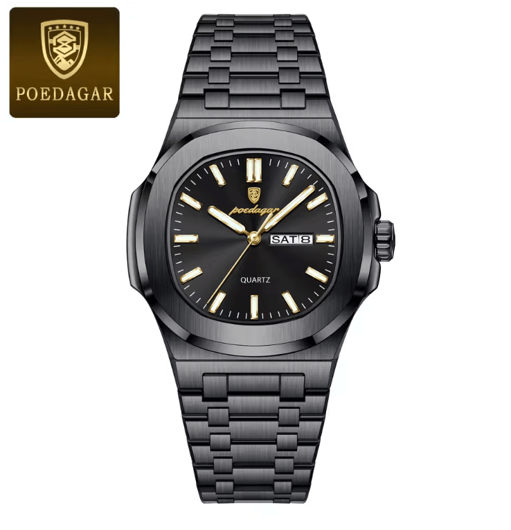 POEDAGAR Luxury Square Military Mens Watch Stainless Steel Waterproof Design 11