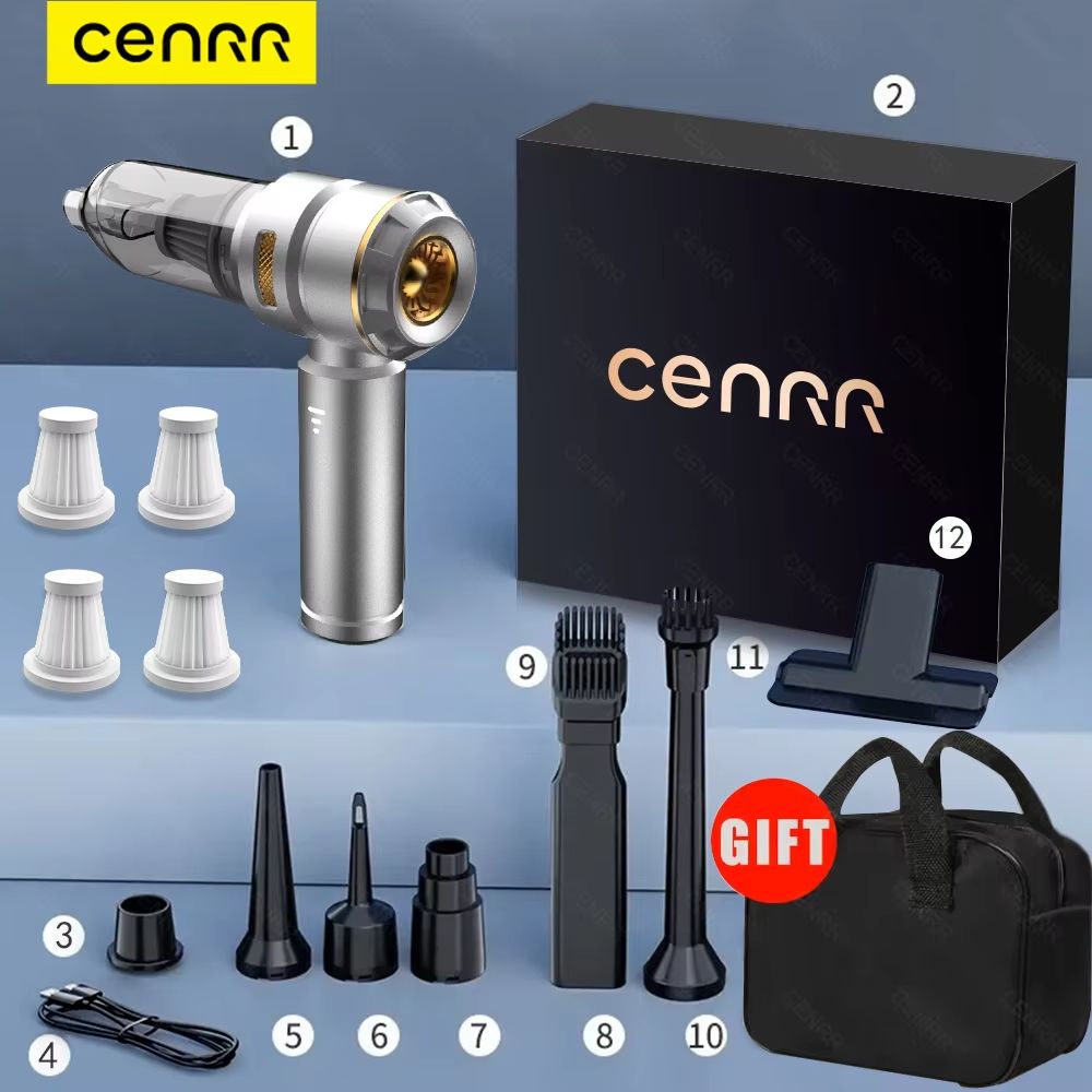 CENRR 998000PA Car Vacuum Cleaner Powerful Portable Handheld Cordless Vacuum For Cars Accessories 12