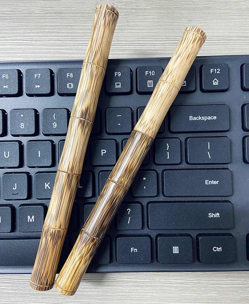 Handmade Natural Bamboo Wood Fountain Pen 0.5mm Fine Tip Beautiful Golden Stripes Perfect Business Office Gift