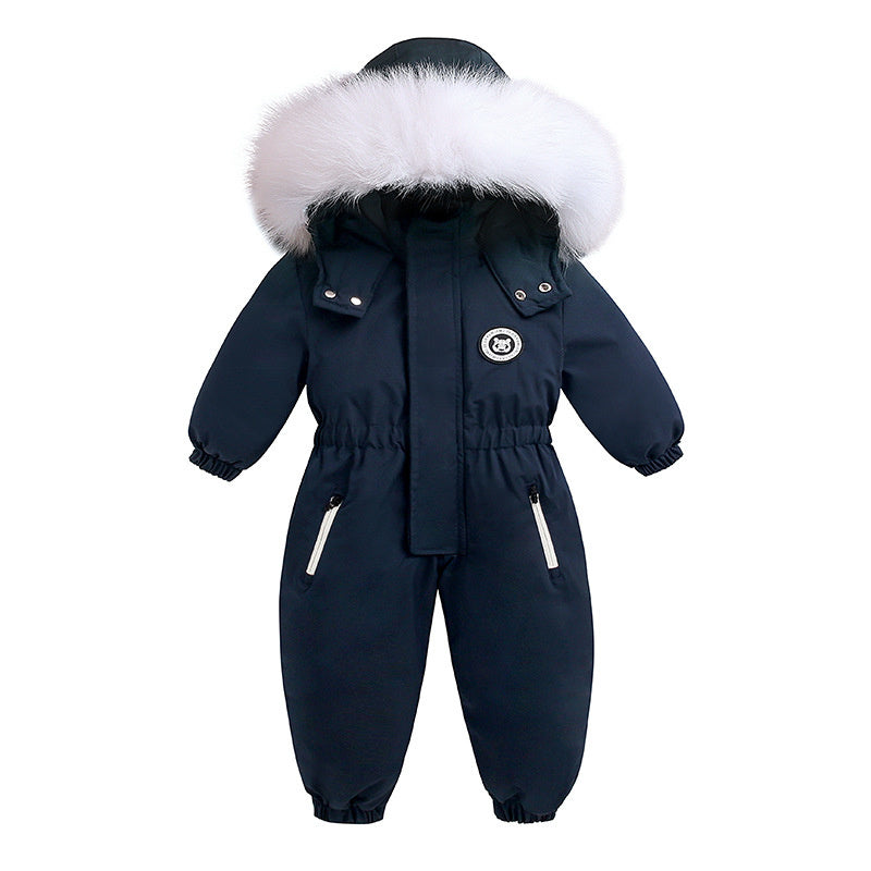 Warm Plus Velvet Winter Ski Suit Baby Jumpsuit Boy Overalls Kids Toddler Girl Clothes Children Clot 5