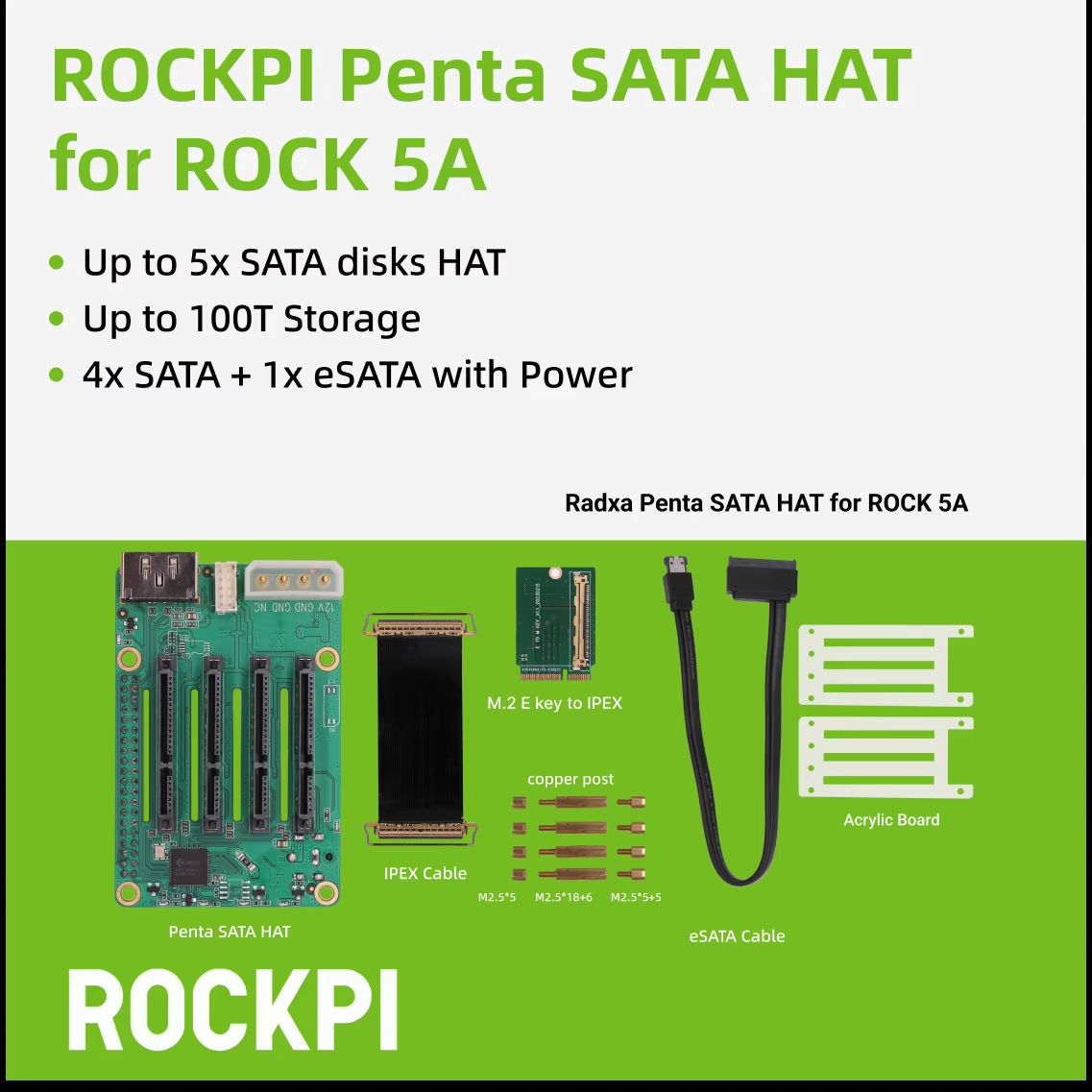 ROCKPI Penta SATA HAT 5Bay Storage Expansion For Raspberry Pi 5 ROCK Pi SBCs 7