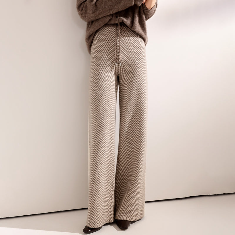 Wool Autumn Winter Women Pants Basic Soft Casual Sashes Trousers Korean Popular Pants Comfortable Chic