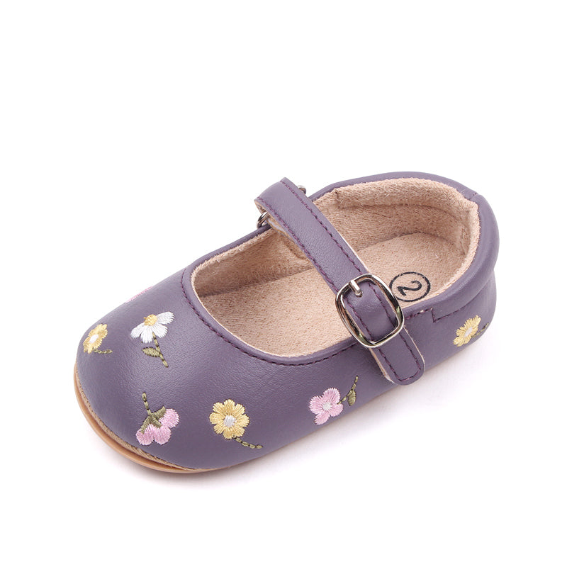 Cute Embroidery Flower Baby Summer Sandal Mary Jane Style, Comfortable Toddler Girl Sandals for Everyday Wear