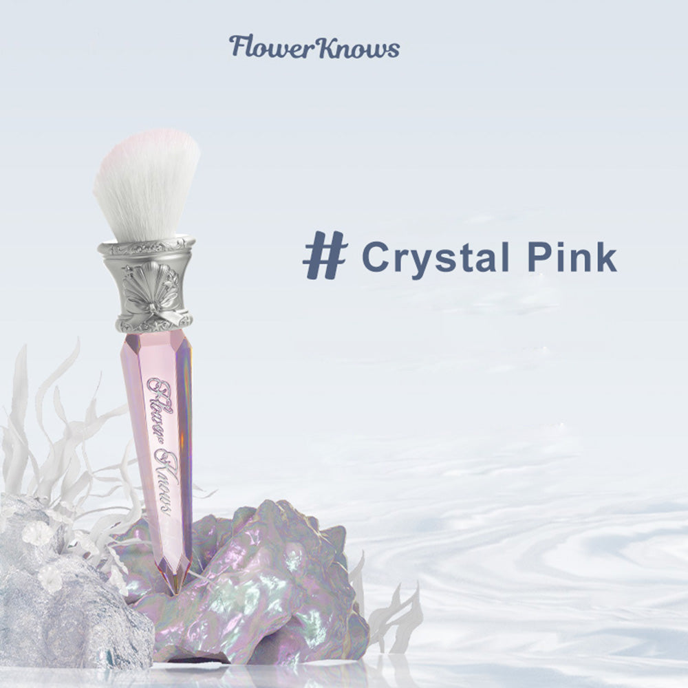 Flower Knows Shells Jewel Angled Blush Brush Crystal Handle Contour Highlight Brush Vegan Cruelty Free Face Tool