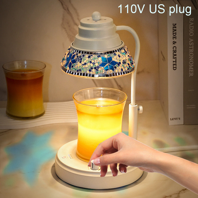 Diamond Lampshape Wax Melting Lamp, Colorful Candle Warmer Lamp With Timer and Dimmer, Adjustable Height Lattern