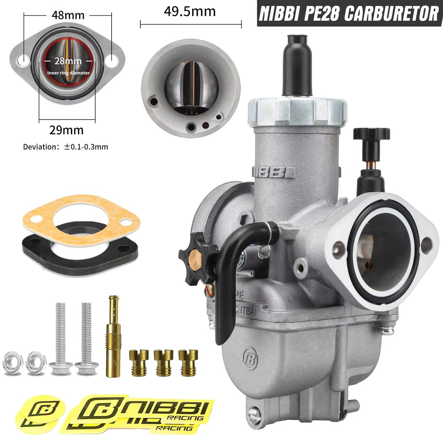 NIBBI PE Series Carburetor HighPerformance Motorcycle Carburetor For 2T4T Engines 100cc250cc GY6 A 17