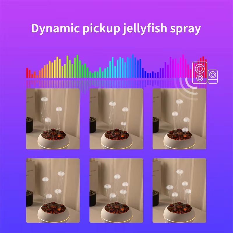 Dynamic MultiSpray Flame Humidifier With Remote Control Colorful LED Lights 4