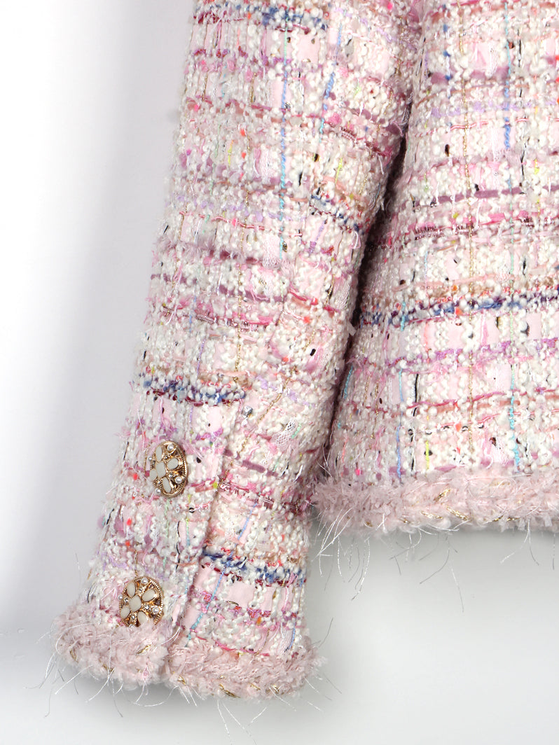 High Luxury Customized Romantic Tweed Braided Jacket Socialite Style Cherry Blossom Elegant Fashionable New Style