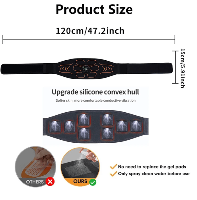 EMS Abdominal Muscle Trainer USB Rechargeable ABS Stimulator Waist Slimming Belt For Fitness And To 4