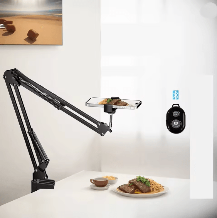 Professional Overhead Phone Stand With Lighting For Recording Video And Live Streaming 5