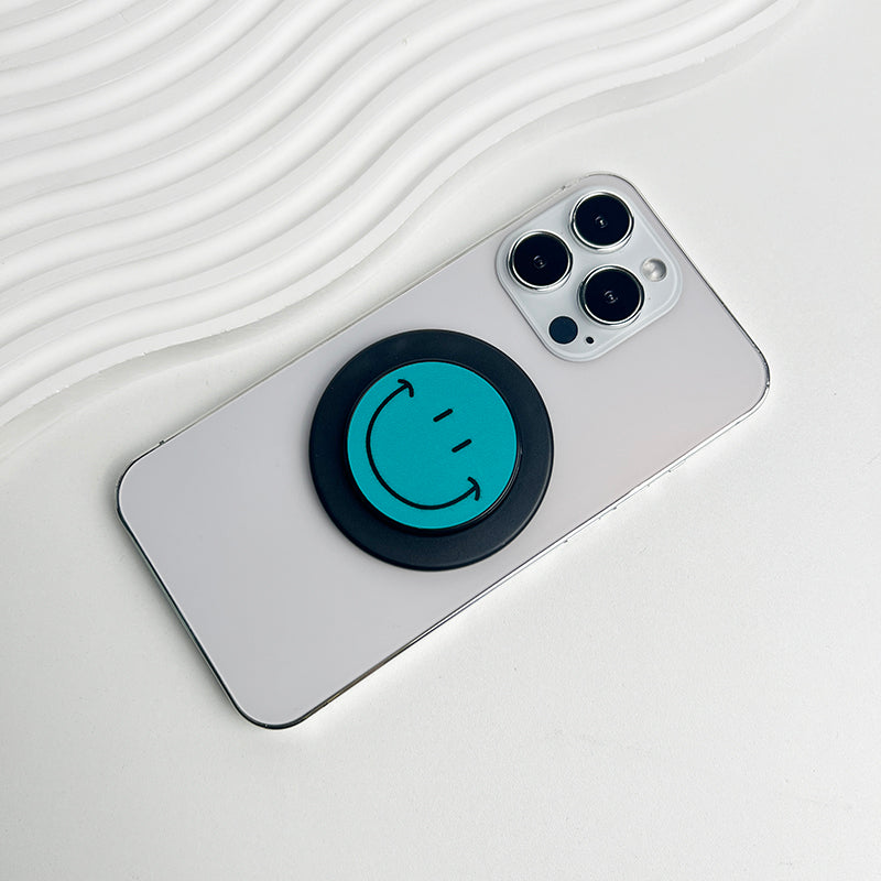 Cute Happy Face Socket Talk Tok Grip Phone Holder For Magsafe IPhone Mac Samsung Safe Expanding Ring Finger Stand