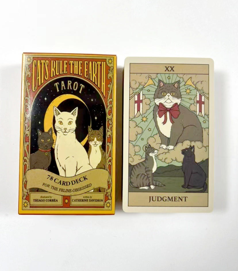 Cats Rule Earth Tarot Cards Oracle English Visions Divination Edition Deck for Beginners & Collectors, Mystical Board