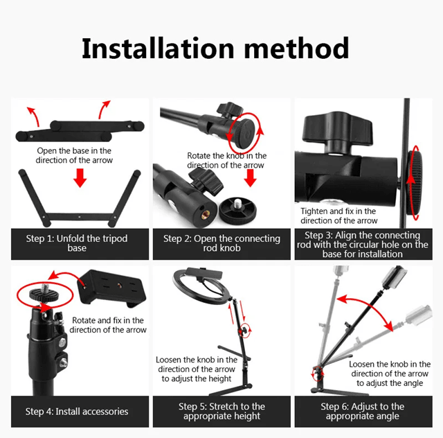 Dimmable LED Ring Light With Tripod And Phone Holder For Content Creation 3