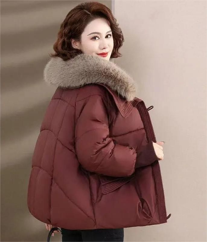 Winter Down Cotton Padded Jacket For Women With Fur Collar 11