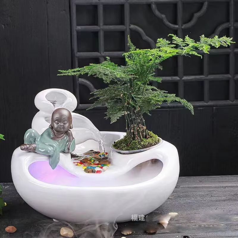 Ceramic Cat Water Fountain Creative Desktop Waterfall Indoor Pet Fountain 13