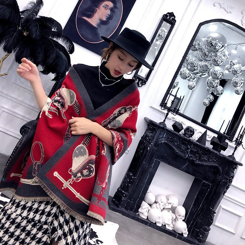 Luxury Horse Print Winter Cashmere Scarf Women Shawl Wrap Scarves Lady Thick Warm Blanket Gift Eleg 22