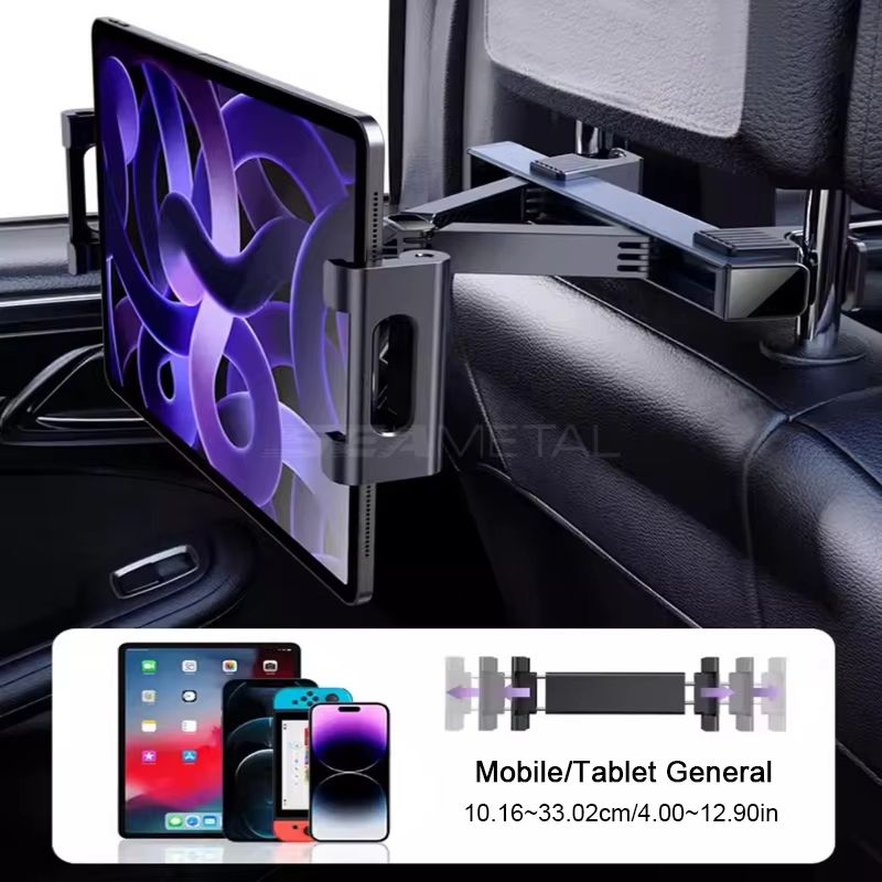 SEAMETAL Car Headrest Phone Tablet Holder Telescopic AntiShake Mount For 4129 Devices 6