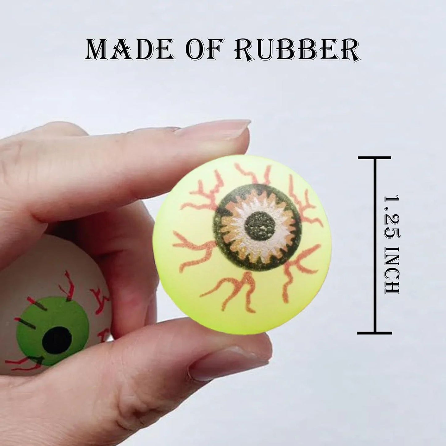 Glow in The Dark Eyeball Balls,32mm Halloween Bouncy Balls for Party Supplies,Spooky Luminous Toys,and Horror Themed bag