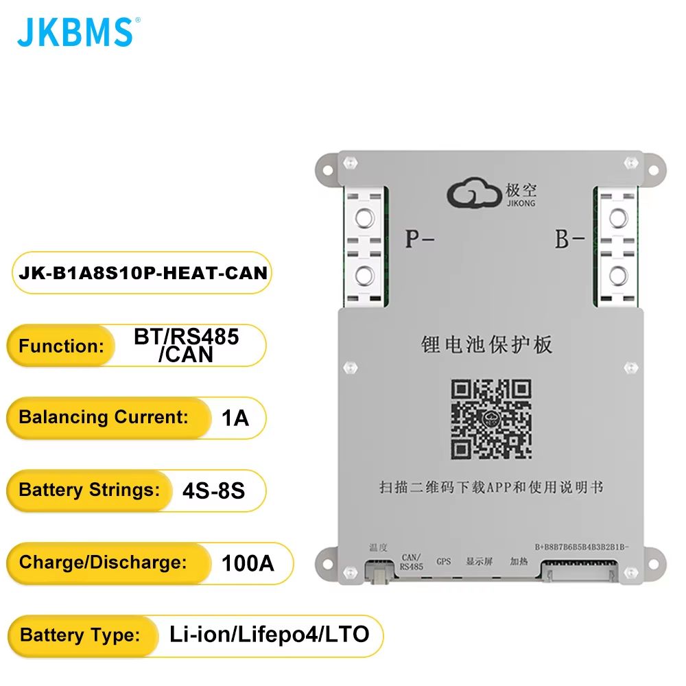 JK BMS B1A8S10P Active Balance Battery Management System Smart 4S8S 12V24V BMS For LiFePO4 Liion 7