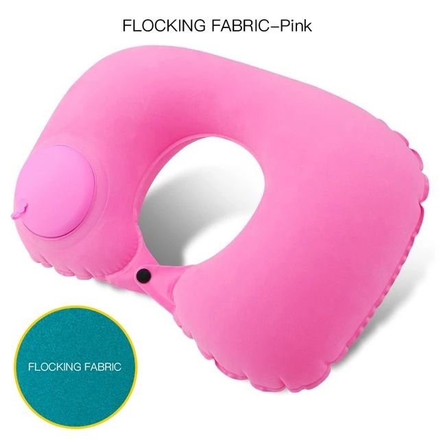 U Shape Inflatable Travel Pillow Portable Folding Neck Pillow For Car Airplane And Outdoor Use 9