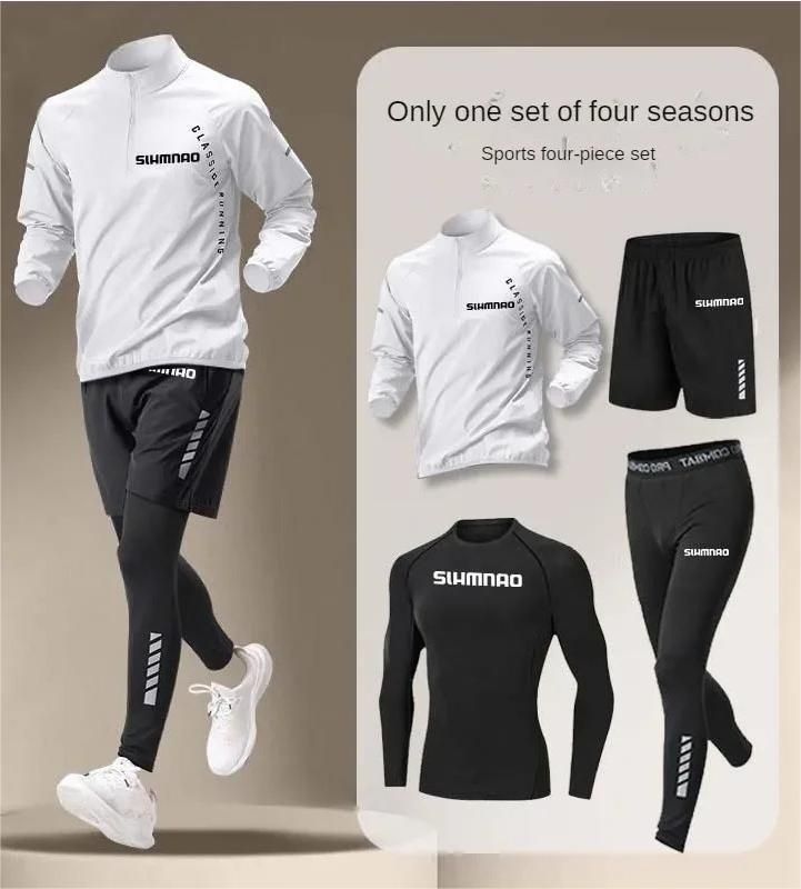 Mens Summer Quick Dry Sportswear Four Piece Fitness Set 5