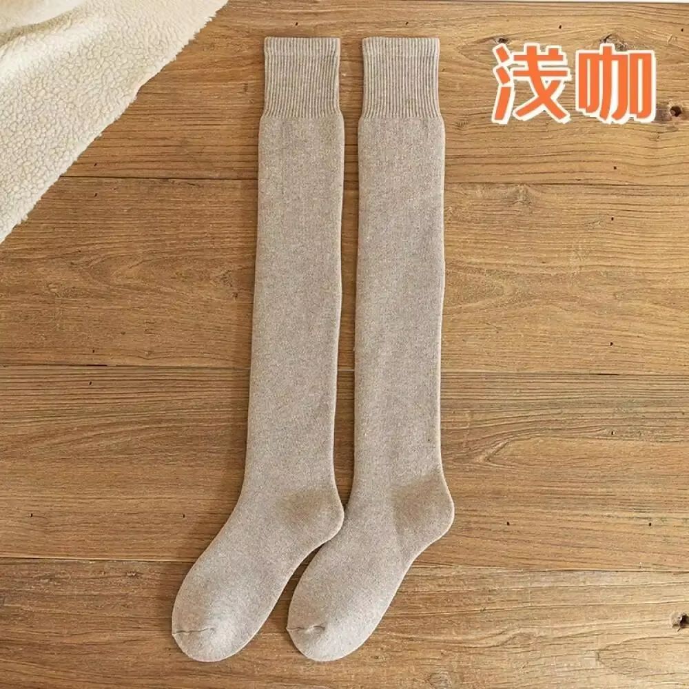 Womens Cashmere OverKnee Socks FuzzyLined Plush Winter Stockings For Warmth Comfort 5